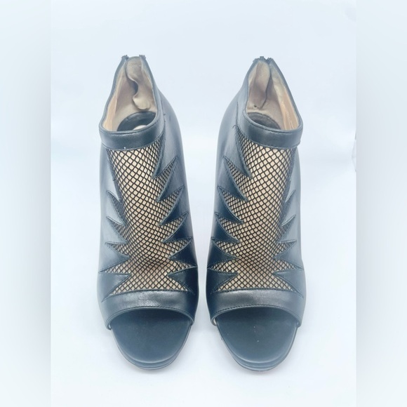 Christian Louboutin Black leather & Mesh peep toe Disorder booties 120mm EU 38 - Picture 3 of 15